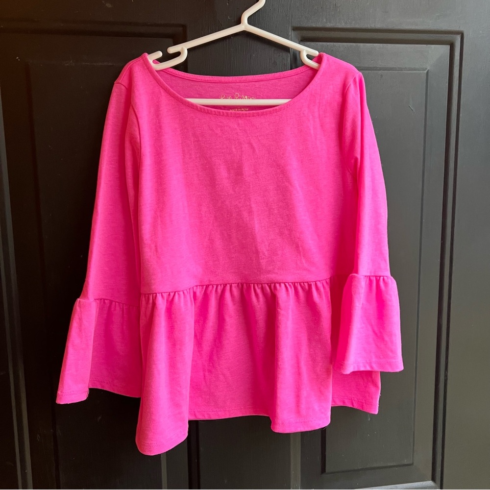 Lily Pulitzer Hot Pink Peplum Shirt